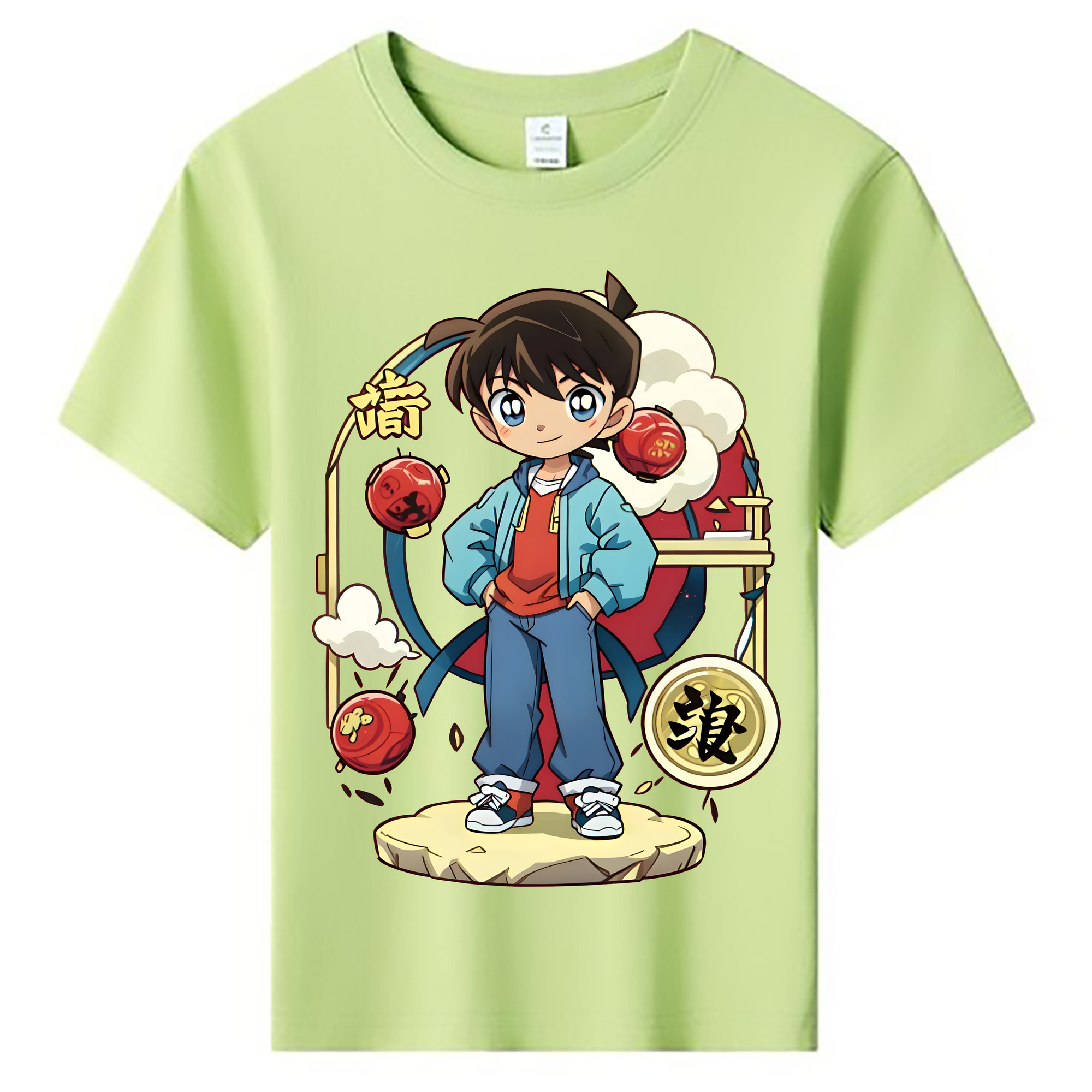 （画像用） 名探偵コナン 江戸川 コナン Detective Conan Conan Edogawa 綿100％キッズTシャツ（フロントプリント）